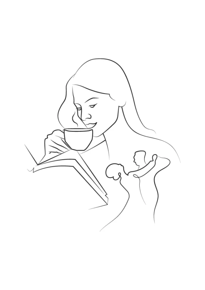 Minimalistic Illustration: Woman, Coffee, Dance