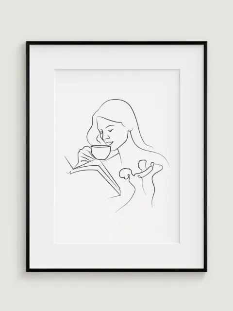 Minimalistic Illustration: Woman, Coffee, Dance