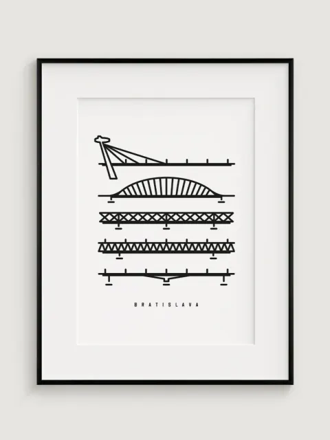 Bridges of Bratislava - minimalistic illustration